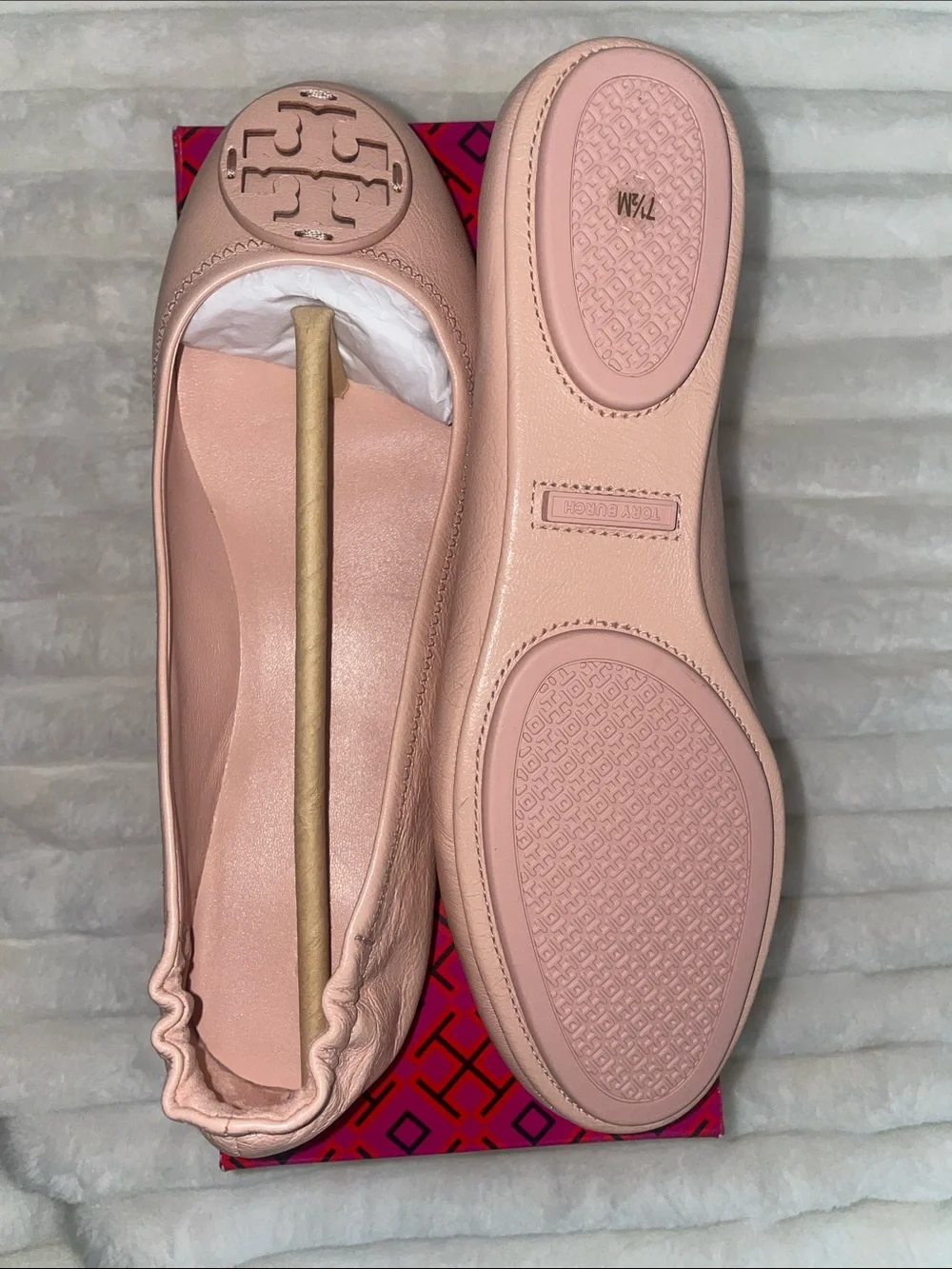 NIB Tory Burch Minnie Travel Ballet in Pink Brick- Women’s size 7.5